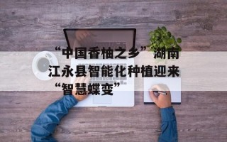 “中国香柚之乡”湖南江永县智能化种植迎来“智慧蝶变” “中国香柚之乡”湖南江永县智能化种植迎来“智慧蝶变”