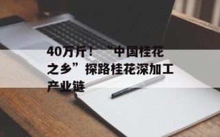 40万斤！“中国桂花之乡”探路桂花深加工产业链