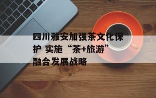 四川雅安加强茶文化保护 实施“茶+旅游”融合发展战略