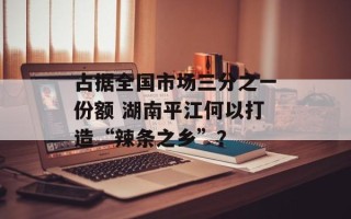 占据全国市场三分之一份额 湖南平江何以打造“辣条之乡”？