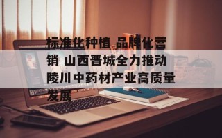 标准化种植 品牌化营销 山西晋城全力推动陵川中药材产业高质量发展