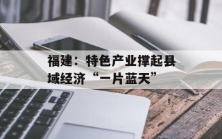 福建：特色产业撑起县域经济“一片蓝天”