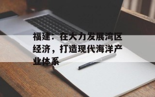 福建：在大力发展湾区经济，打造现代海洋产业体系