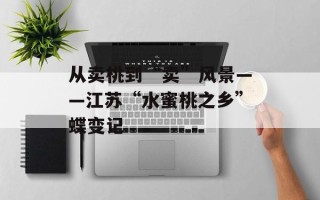 从卖桃到“卖”风景——江苏“水蜜桃之乡”蝶变记