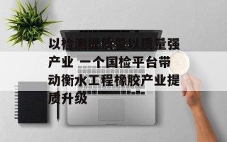 以检测提质量以质量强产业 一个国检平台带动衡水工程橡胶产业提质升级