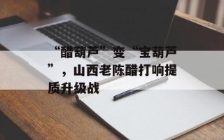 “醋葫芦”变“宝葫芦”，山西老陈醋打响提质升级战