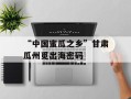 “中国蜜瓜之乡”甘肃瓜州觅出海密码