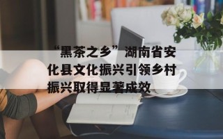 “黑茶之乡”湖南省安化县文化振兴引领乡村振兴取得显著成效