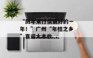 “历年来行情最好的一年！”广州“年桔之乡”喜迎大丰收