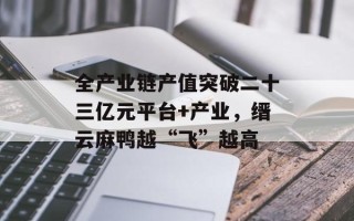 全产业链产值突破二十三亿元平台+产业，缙云麻鸭越“飞”越高