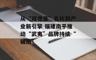 从“双世遗”名片到产业新引擎 福建南平推动“武夷”品牌持续“破圈”