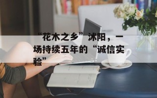 “花木之乡”沭阳，一场持续五年的“诚信实验”