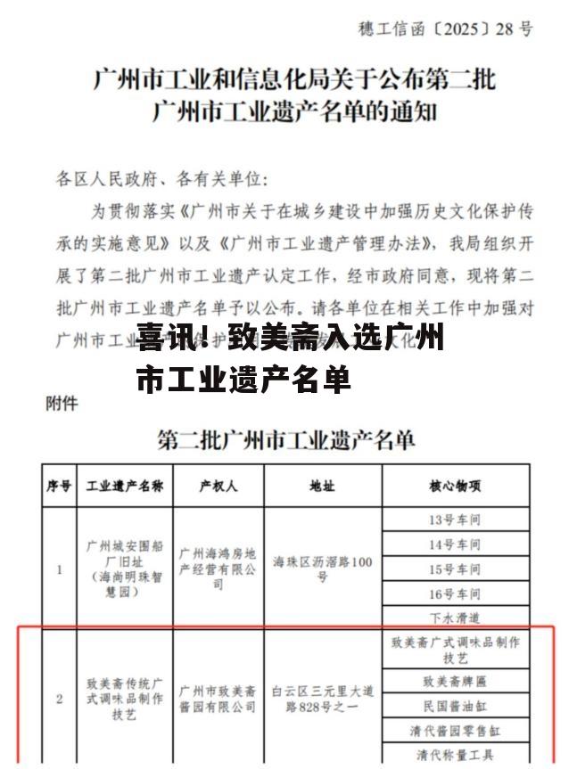 喜讯！致美斋入选广州市工业遗产名单-第4张图片-
